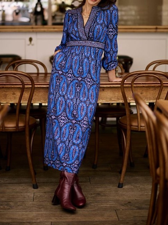 Boden Dresses & Skirts - Boden NWT Hotched Ponte Paisley Midi Dress Blue Size 6